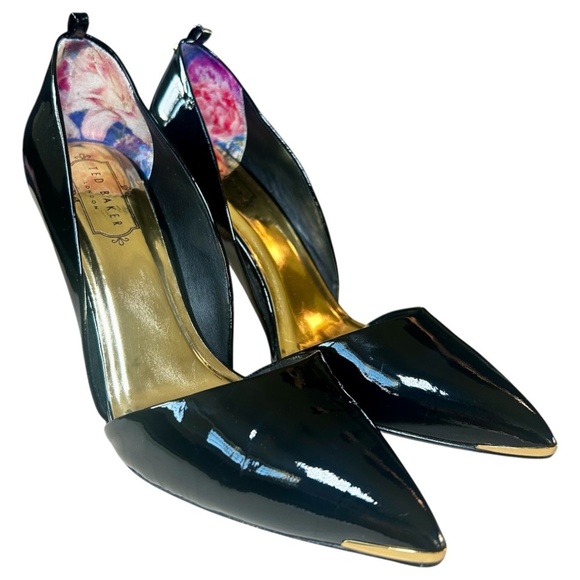 Ted Baker London Black Stiletto Black Patent High Heels, Size 39, Excellent Con - Picture 1 of 9